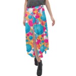 Circles Art Seamless Repeat Bright Colors Colorful Velour Split Maxi Skirt