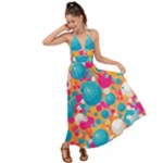Circles Art Seamless Repeat Bright Colors Colorful Backless Maxi Beach Dress