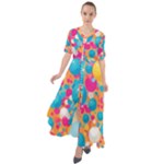 Circles Art Seamless Repeat Bright Colors Colorful Waist Tie Boho Maxi Dress