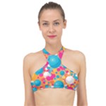 Circles Art Seamless Repeat Bright Colors Colorful High Neck Bikini Top