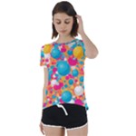 Circles Art Seamless Repeat Bright Colors Colorful Short Sleeve Open Back T-Shirt