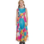 Circles Art Seamless Repeat Bright Colors Colorful Kids  Satin Sleeveless Maxi Dress