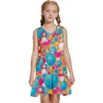 Circles Art Seamless Repeat Bright Colors Colorful Kids  Sleeveless Tiered Mini Dress