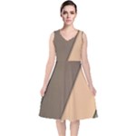 Abstract Texture, Retro Backgrounds V-Neck Midi Sleeveless Dress 