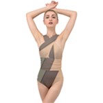 Abstract Texture, Retro Backgrounds Cross Front Low Back Swimsuit