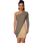 Abstract Texture, Retro Backgrounds Long Sleeve One Shoulder Mini Dress
