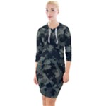 Camouflage, Pattern, Abstract, Background, Texture, Army Quarter Sleeve Hood Bodycon Dress