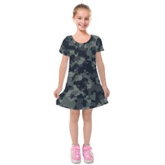 Camouflage, Pattern, Abstract, Background, Texture, Army Kids  Short Sleeve Velvet Dress from UrbanLoad.com