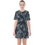 Camouflage, Pattern, Abstract, Background, Texture, Army Sixties Short Sleeve Mini Dress