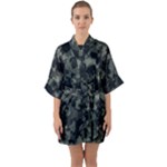 Camouflage, Pattern, Abstract, Background, Texture, Army Half Sleeve Satin Kimono 