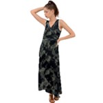 Camouflage, Pattern, Abstract, Background, Texture, Army V-Neck Chiffon Maxi Dress