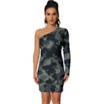 Camouflage, Pattern, Abstract, Background, Texture, Army Long Sleeve One Shoulder Mini Dress