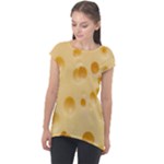 Cheese Texture, Yellow Cheese Background Cap Sleeve High Low Top
