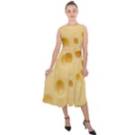 Cheese Texture, Yellow Cheese Background Midi Tie-Back Chiffon Dress