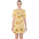 Cheese Texture, Yellow Cheese Background Sixties Short Sleeve Mini Dress