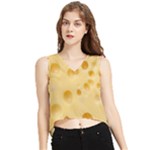 Cheese Texture, Yellow Cheese Background V-Neck Cropped Tank Top