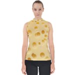 Cheese Texture, Yellow Cheese Background Mock Neck Shell Top