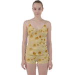 Cheese Texture, Yellow Cheese Background Tie Front Two Piece Tankini