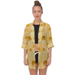 Cheese Texture, Yellow Cheese Background Open Front Chiffon Kimono