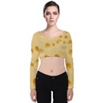 Cheese Texture, Yellow Cheese Background Velvet Long Sleeve Crop Top