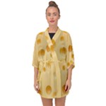 Cheese Texture, Yellow Cheese Background Half Sleeve Chiffon Kimono