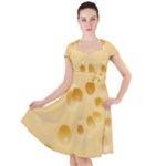 Cheese Texture, Yellow Cheese Background Cap Sleeve Midi Dress