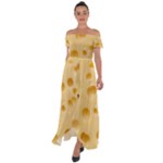 Cheese Texture, Yellow Cheese Background Off Shoulder Open Front Chiffon Dress