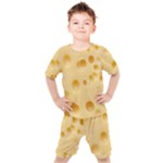 Cheese Texture, Yellow Cheese Background Kids  T-Shirt and Shorts Set
