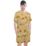 Cheese Texture, Yellow Cheese Background Men s Mesh T-Shirt and Shorts Set