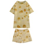 Cheese Texture, Yellow Cheese Background Kids  Swim T-Shirt and Shorts Set