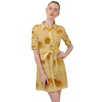 Cheese Texture, Yellow Cheese Background Belted Shirt Dress