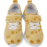 Cheese Texture, Yellow Cheese Background Kids  Velcro Strap Shoes