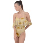 Cheese Texture, Yellow Cheese Background Drape Piece Swimsuit