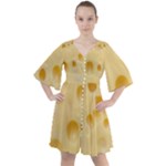 Cheese Texture, Yellow Cheese Background Boho Button Up Dress