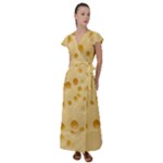 Cheese Texture, Yellow Cheese Background Flutter Sleeve Maxi Dress