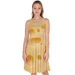 Cheese Texture, Yellow Cheese Background Knee Length Skater Dress With Pockets