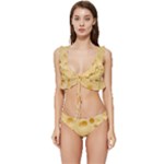 Cheese Texture, Yellow Cheese Background Low Cut Ruffle Edge Bikini Set