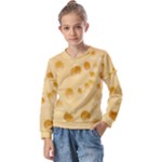 Cheese Texture, Yellow Cheese Background Kids  Long Sleeve T-Shirt with Frill 