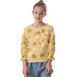 Cheese Texture, Yellow Cheese Background Kids  Cuff Sleeve Top