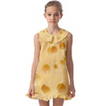 Cheese Texture, Yellow Cheese Background Kids  Pilgrim Collar Ruffle Hem Dress