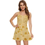 Cheese Texture, Yellow Cheese Background Ruffle Edge Bra Cup Chiffon Mini Dress