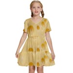 Cheese Texture, Yellow Cheese Background Kids  Short Sleeve Tiered Mini Dress
