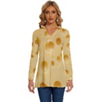 Cheese Texture, Yellow Cheese Background Long Sleeve Drawstring Hooded Top