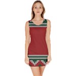 Christmas Pattern, Fabric Texture, Knitted Red Background Bodycon Dress