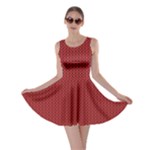 Christmas Pattern, Fabric Texture, Knitted Red Background Skater Dress