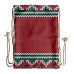 Christmas Pattern, Fabric Texture, Knitted Red Background Drawstring Bag (Large)