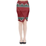Christmas Pattern, Fabric Texture, Knitted Red Background Midi Wrap Pencil Skirt