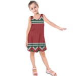 Christmas Pattern, Fabric Texture, Knitted Red Background Kids  Sleeveless Dress