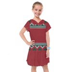 Christmas Pattern, Fabric Texture, Knitted Red Background Kids  Drop Waist Dress