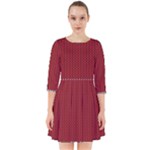 Christmas Pattern, Fabric Texture, Knitted Red Background Smock Dress